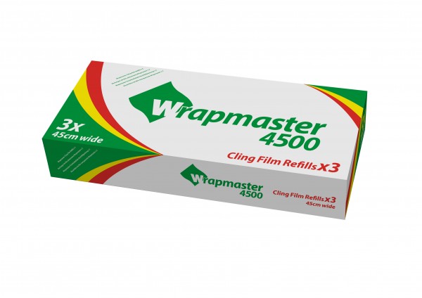 x Topppits Wrapmaster PVC-Frischhaltefolie 45cm x 600m, 7,0µ, Karton mit 3 Rollen