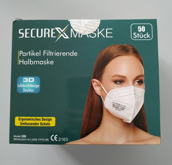 FFP2 Mund- und Nasenschutzmaske (Packung mit 50 Stück)