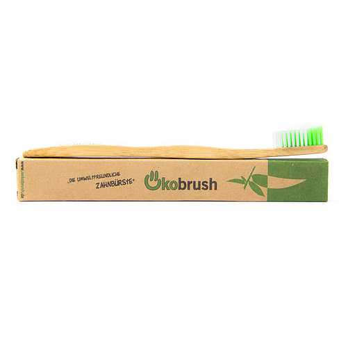 x Ökobrush Bio-Zahnbürste grün/weiß, Borstenstärke Mittel