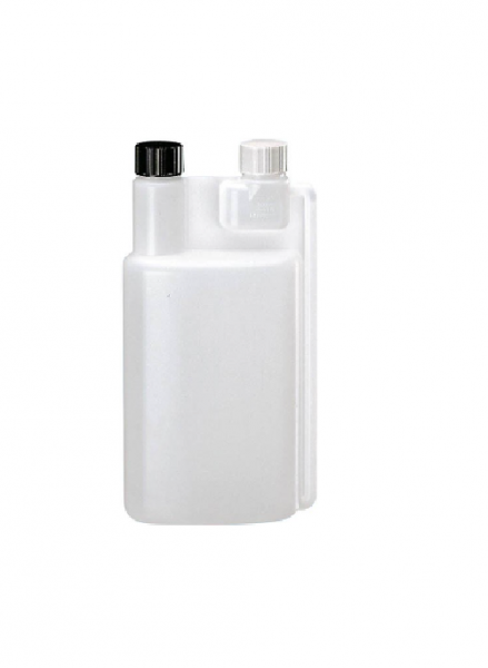 Kiehl Doppelhals-Dosierflasche 1L, leer, nachfüllbar, Verschluss schwarz