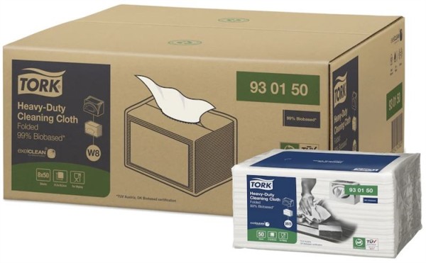 Tork Extra Starke Reinigungstücher 99 % biobasiert (1 Karton = 8 Boxen á 50 Stück)