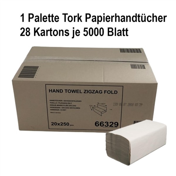 1 Palette Handtuchpapier Tork 25x23cm 1-lag. ZZ-Falz, natur (28 Kartons)